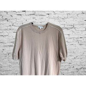 REISS Wool Cotton Crewneck Pale Pink White Piping Top Size Large